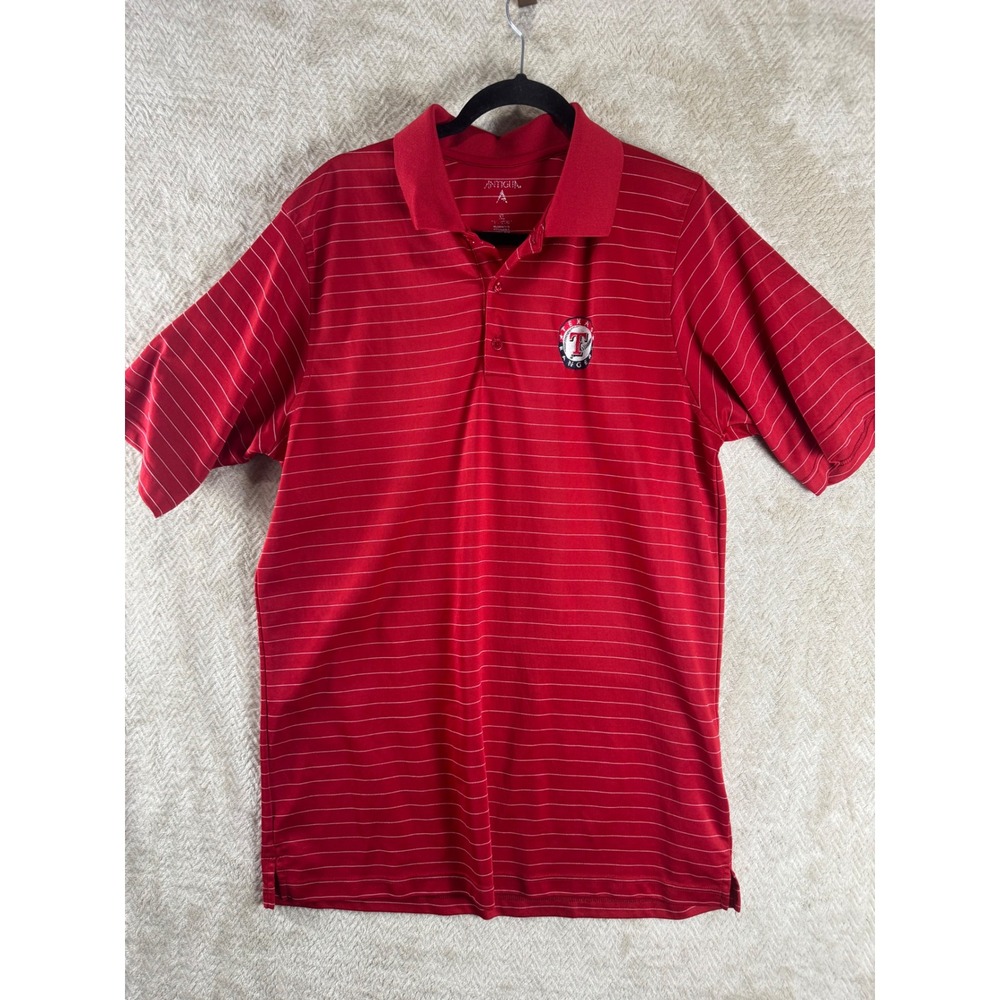 Antigua Texas Rangers Mens XL Red Pinstripe Short Sleeve Performance Polo Shirt